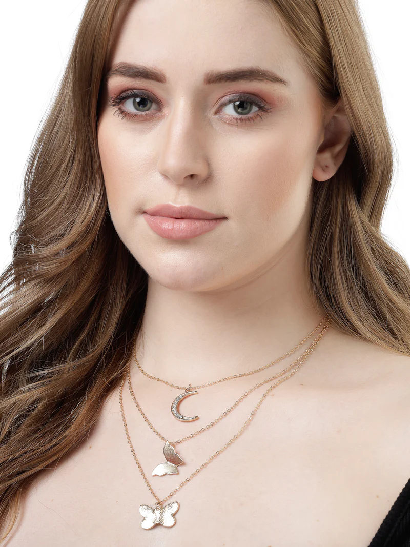 Gold plated lock pendant necklace